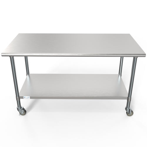 30" x 60" 18-Gauge 304 Stainless Steel Commercial Work Table with Casters
