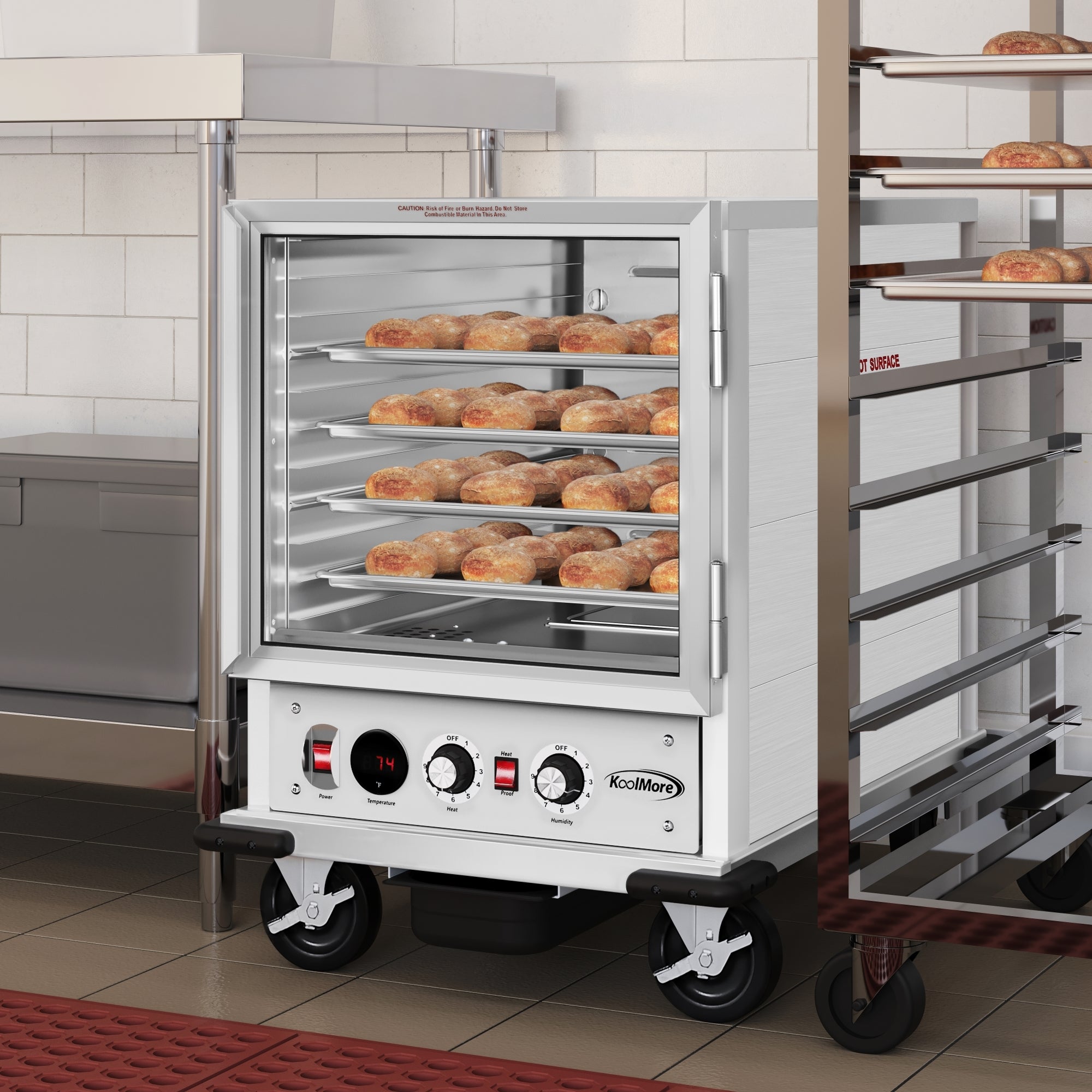 33 in. Commercial Non-Insulated Half Size Heated Holding/Proofing Cabinet with Glass Door and 12-Pan Capacity in Silver