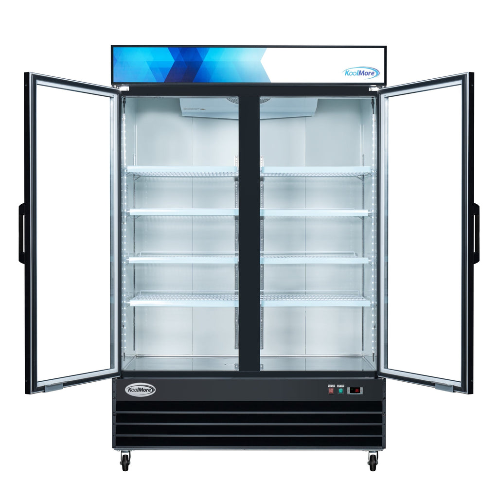 53 in. Commercial Merchandiser Refrigerator with Two Swinging Glass Doors,45 cu. ft. and LED Lighting in Black