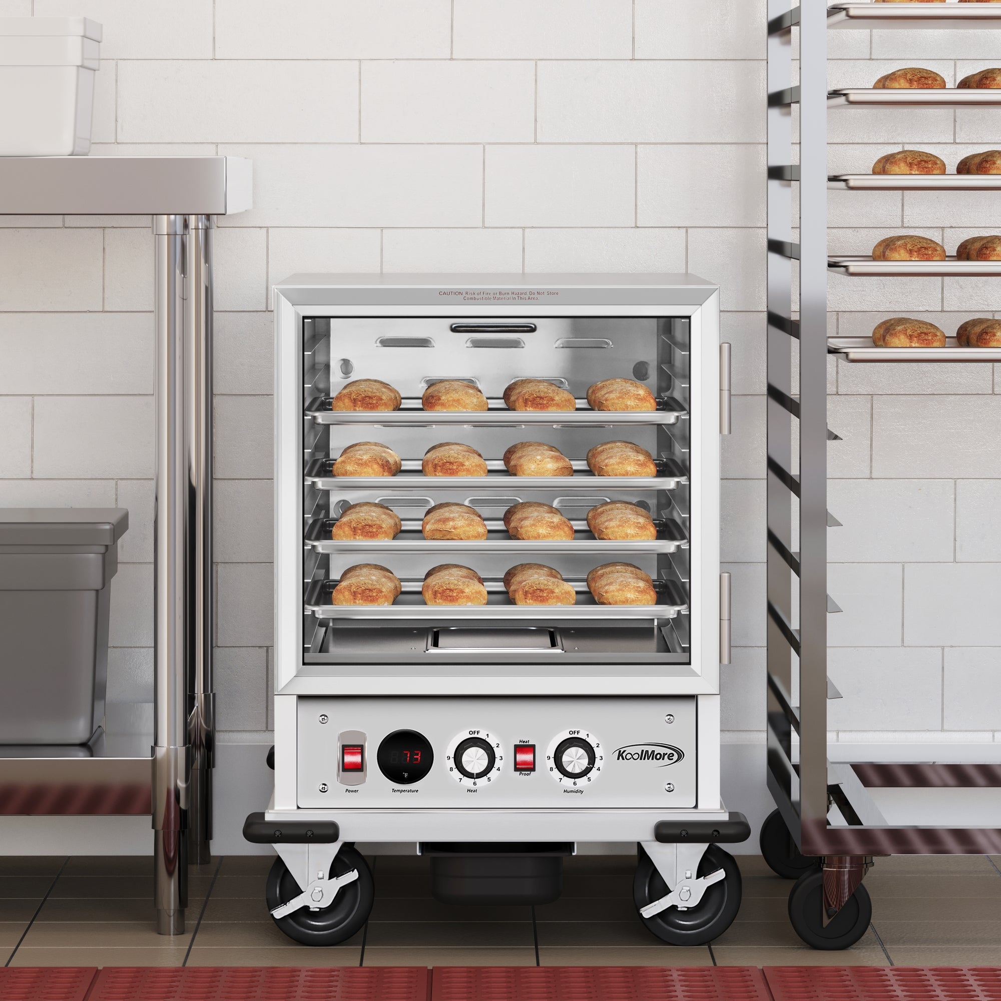 33 in. Commercial Non-Insulated Half Size Heated Holding/Proofing Cabinet with Glass Door and 12-Pan Capacity in Silver