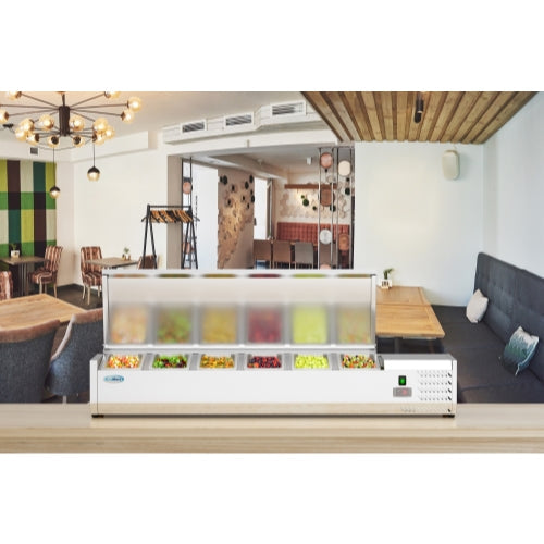 59 in. Six Pan Refrigerated Countertop Condiment Prep Station