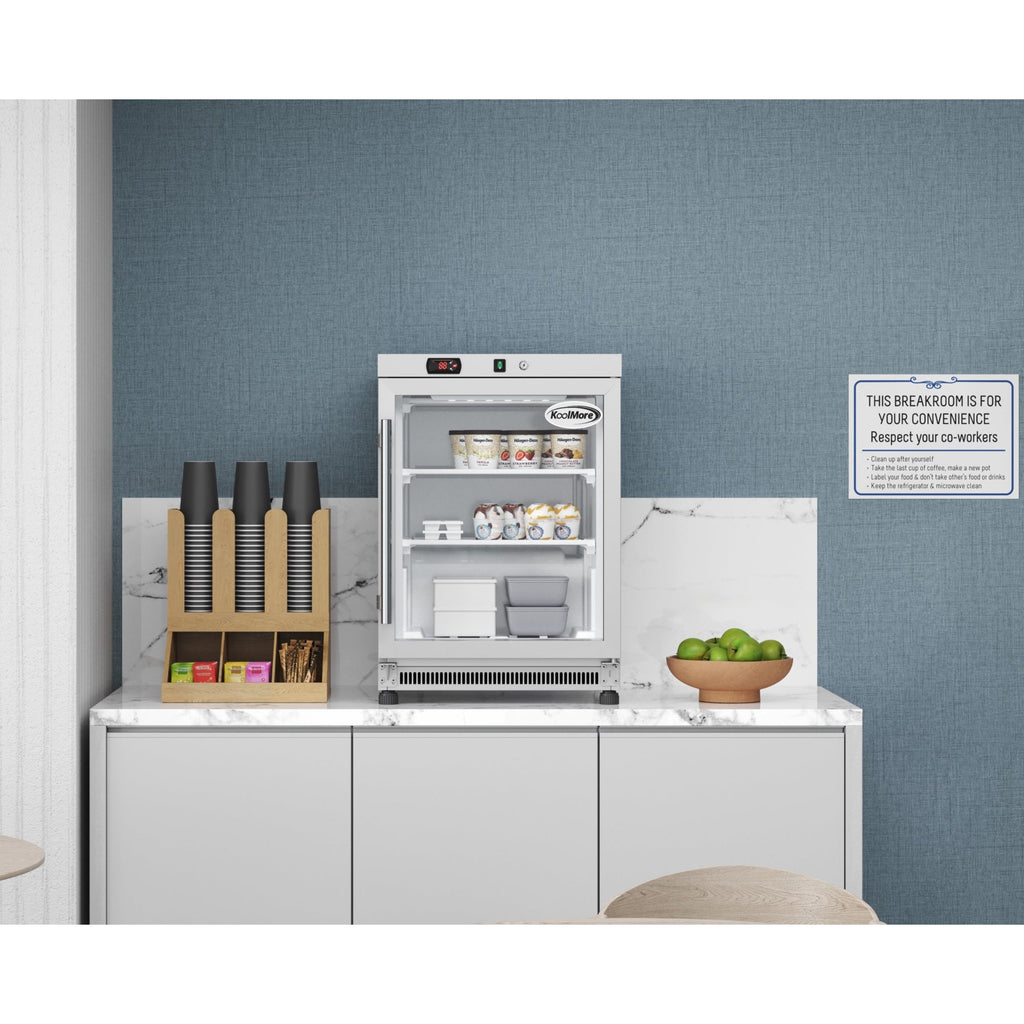 24 in. Commercial Countertop Display Freezer in White with Stainless Steel and Glass Door, 4.6 Cu. ft. - Wrap