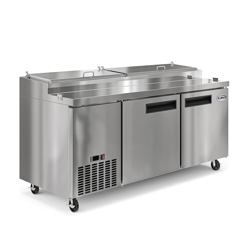 71 in. Two Door Commercial Pizza Prep Refrigerator in Stainless-Steel