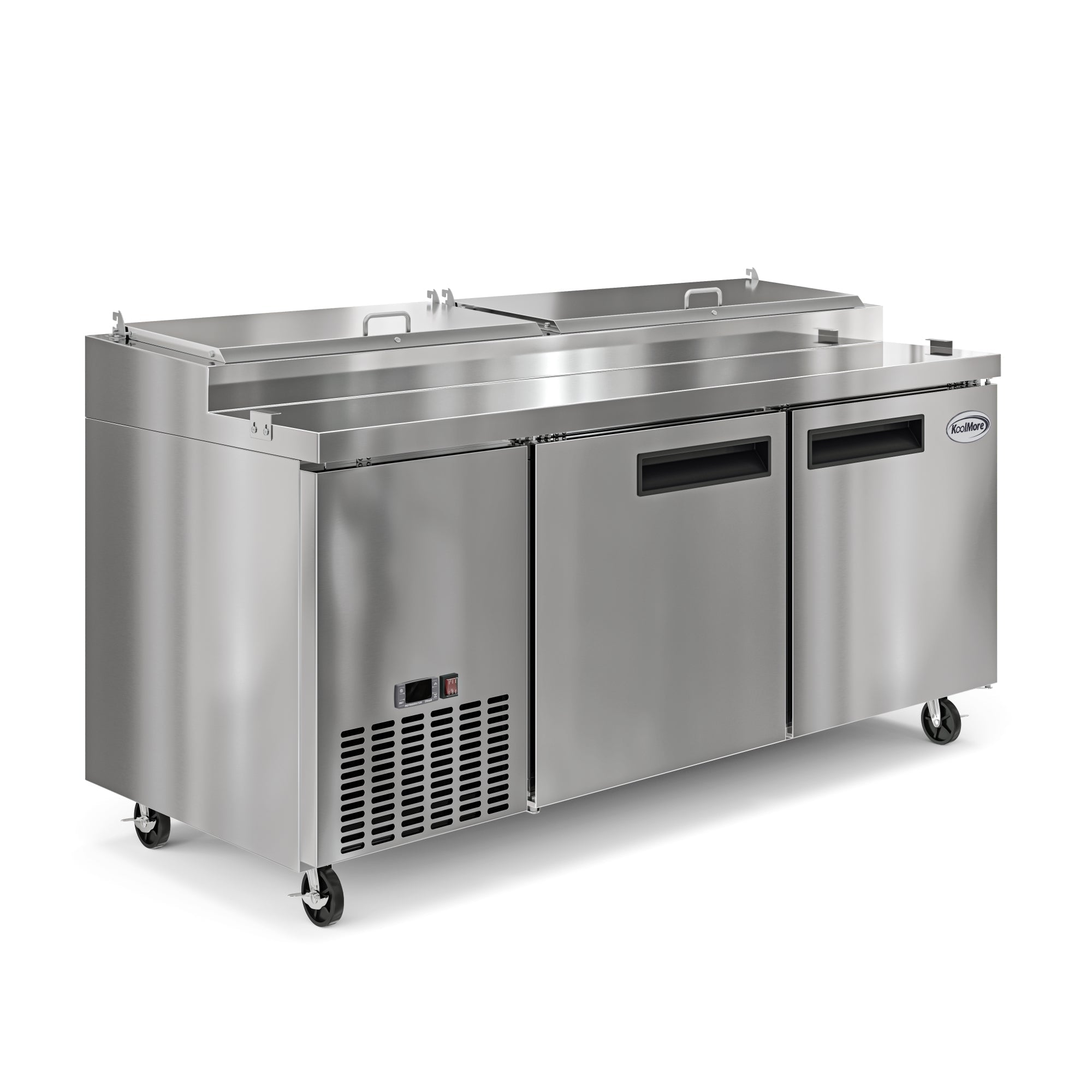 71 in. Two Door Commercial Pizza Prep Refrigerator in Stainless-Steel