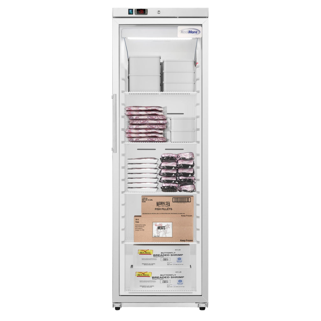24 in. 12 cu. ft. Commercial Auto Defrost Glass Door Reach-In Freezer in White