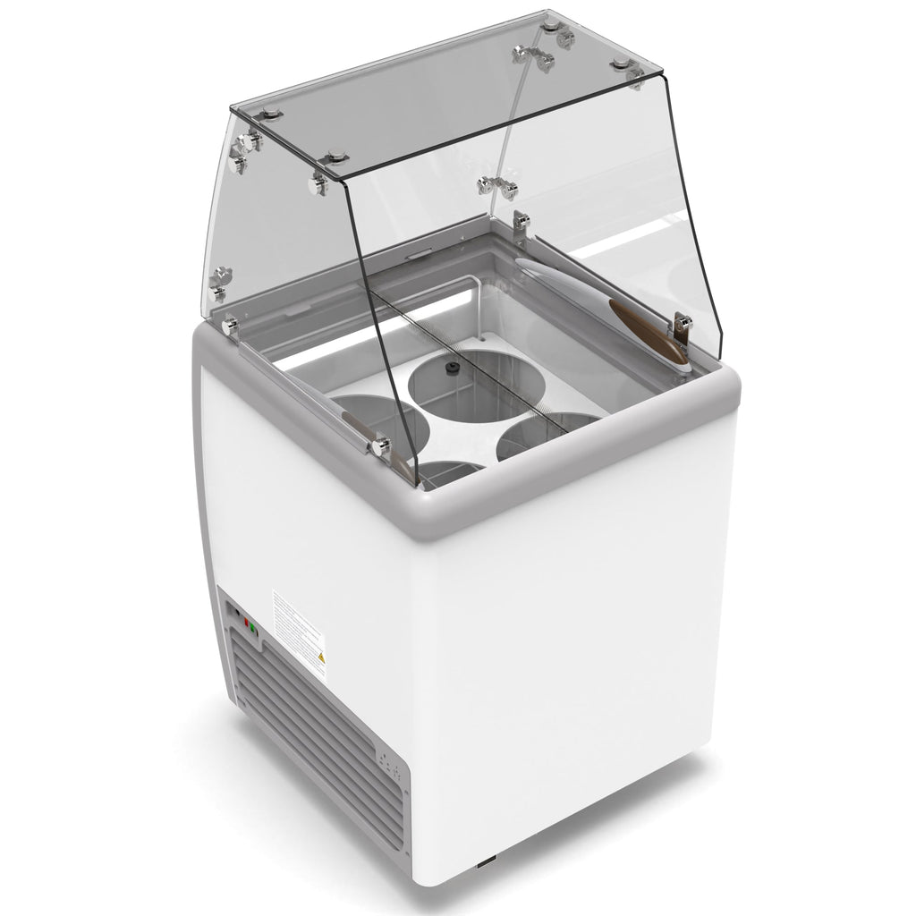 26 in. 4 Tub Ice Cream Dipping Cabinet Display Freezer with Sliding Glass Door and Sneeze Guard, 6 cu. ft.
