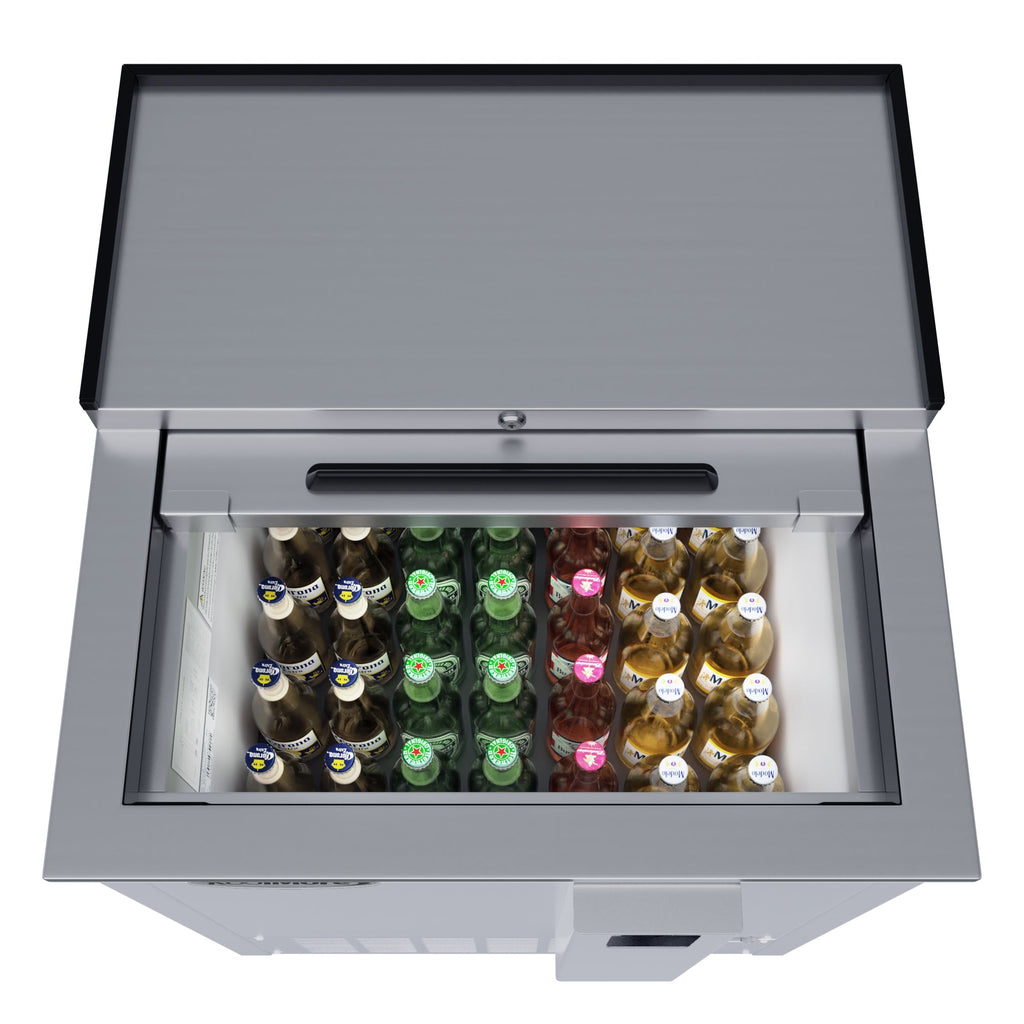 25 in. Commercial Bottle Cooler in Stainless-Steel with Built-In Opener, ETL Listed, 5 cu. ft.