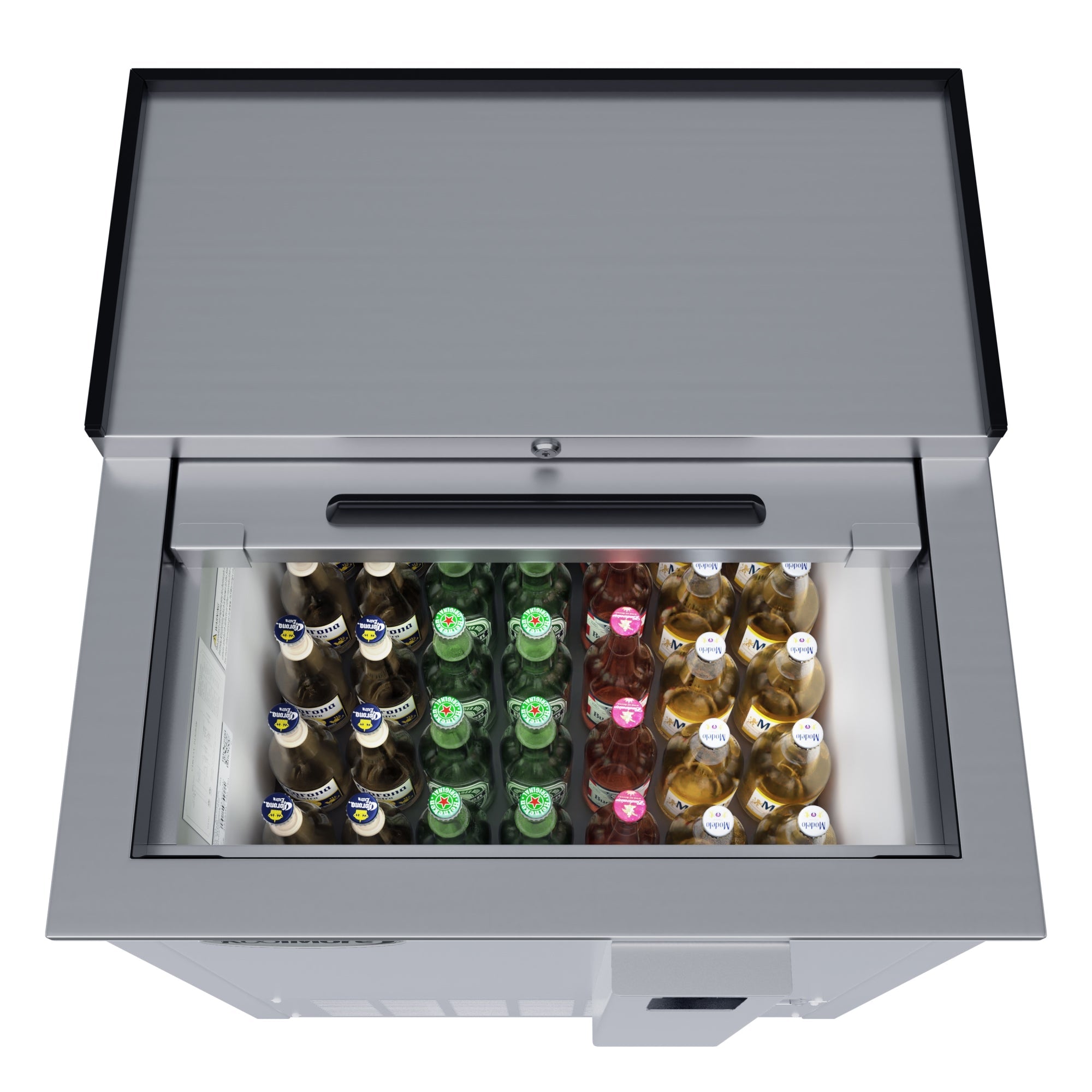 25 in. Commercial Bottle Cooler in Stainless-Steel with Built-In Opener, ETL Listed, 5 cu. ft.