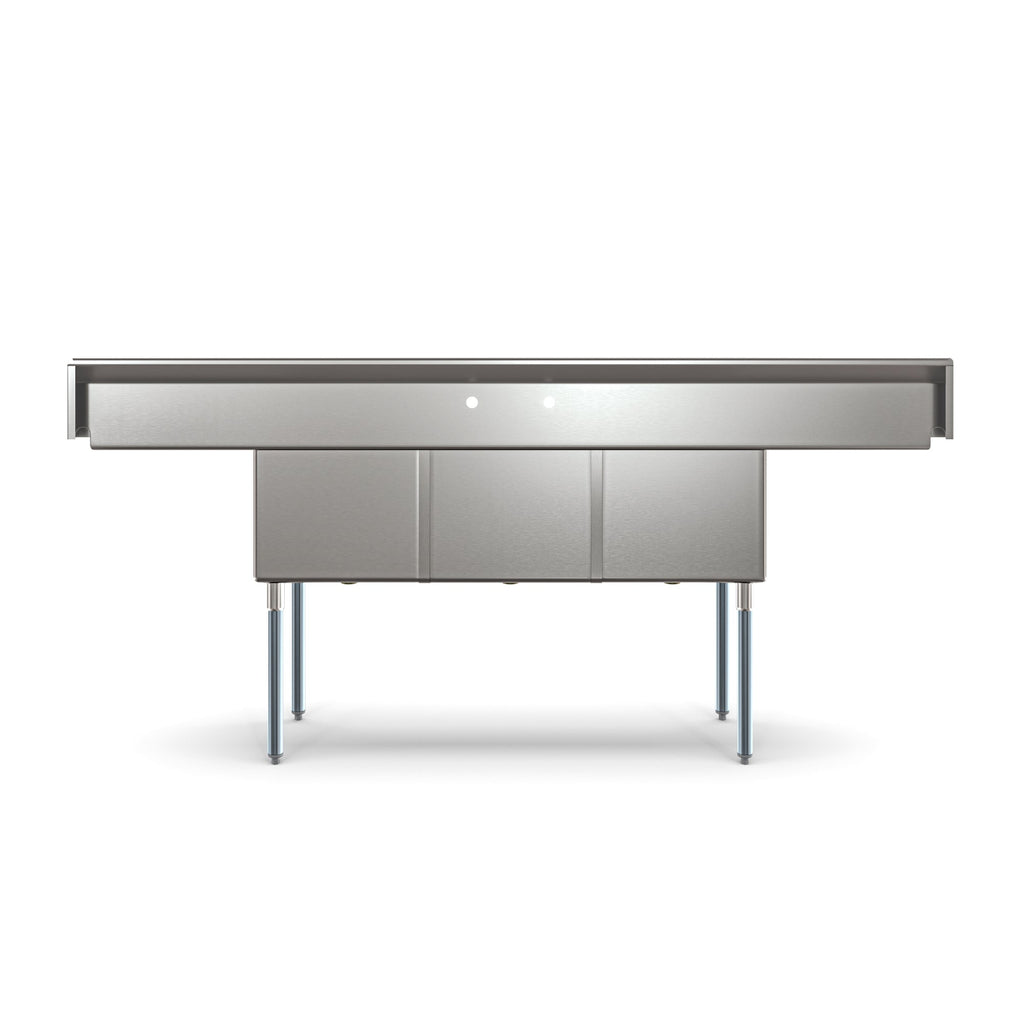 90 in. Three Compartment Commercial Sink Bowl Size 18x18x14 18-Gauge Stainless-Steel with 2 Drainboards