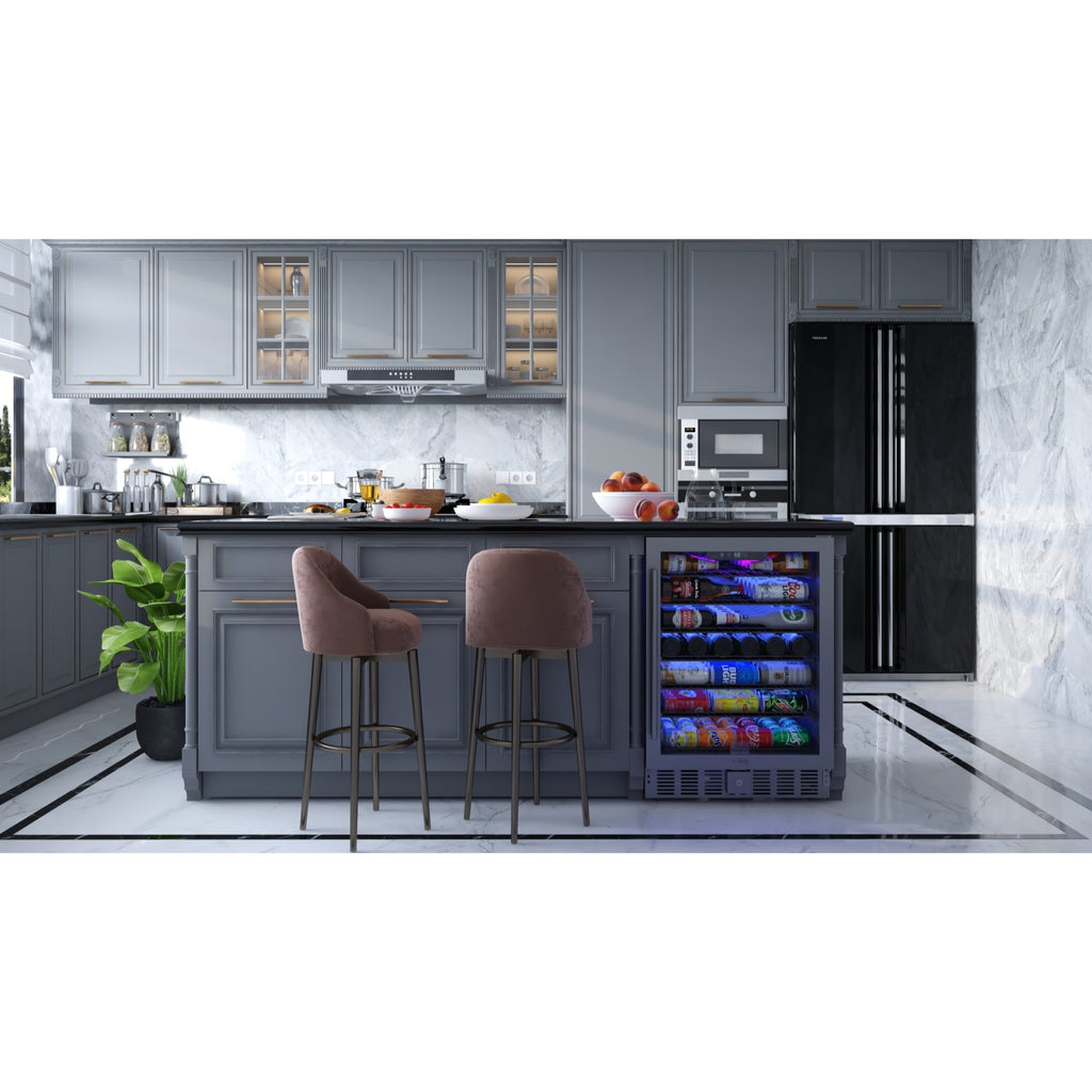23.4 in. Stainless Steel, Glass-Door Built-In Refrigerator and Beverage Cooler, 5 Cu. ft.