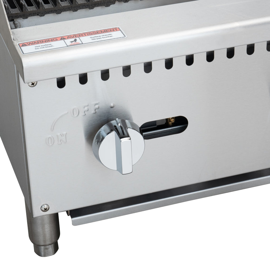 24 in. Commercial 2-Burner Natural Gas Charbroiler with 60,000 BTU in Stainless-Steel