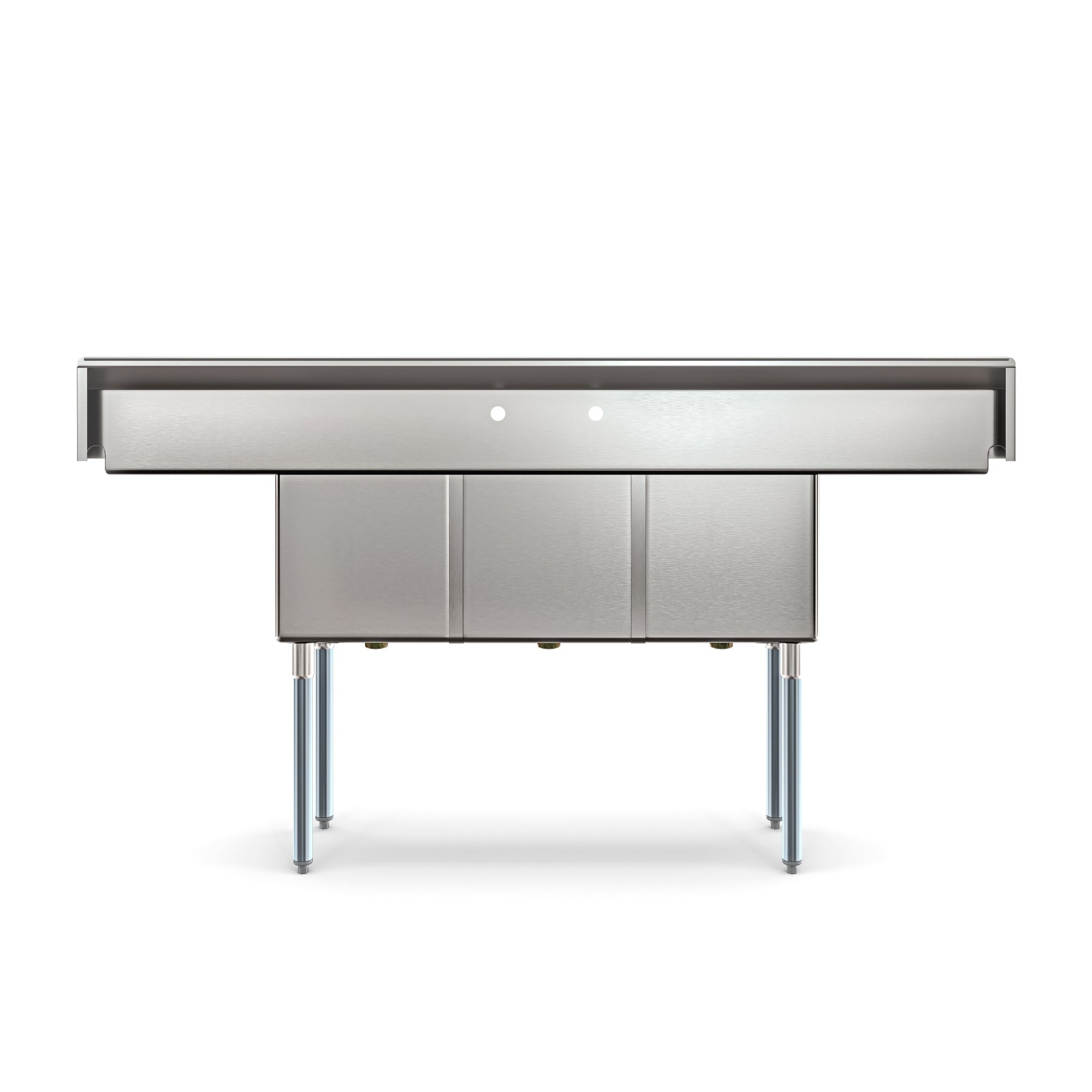 75 in Three Compartment Commercial Sink, Bowl Size 15x15x14, 18 Gauge Stainless-Steel with 2 Drainboards