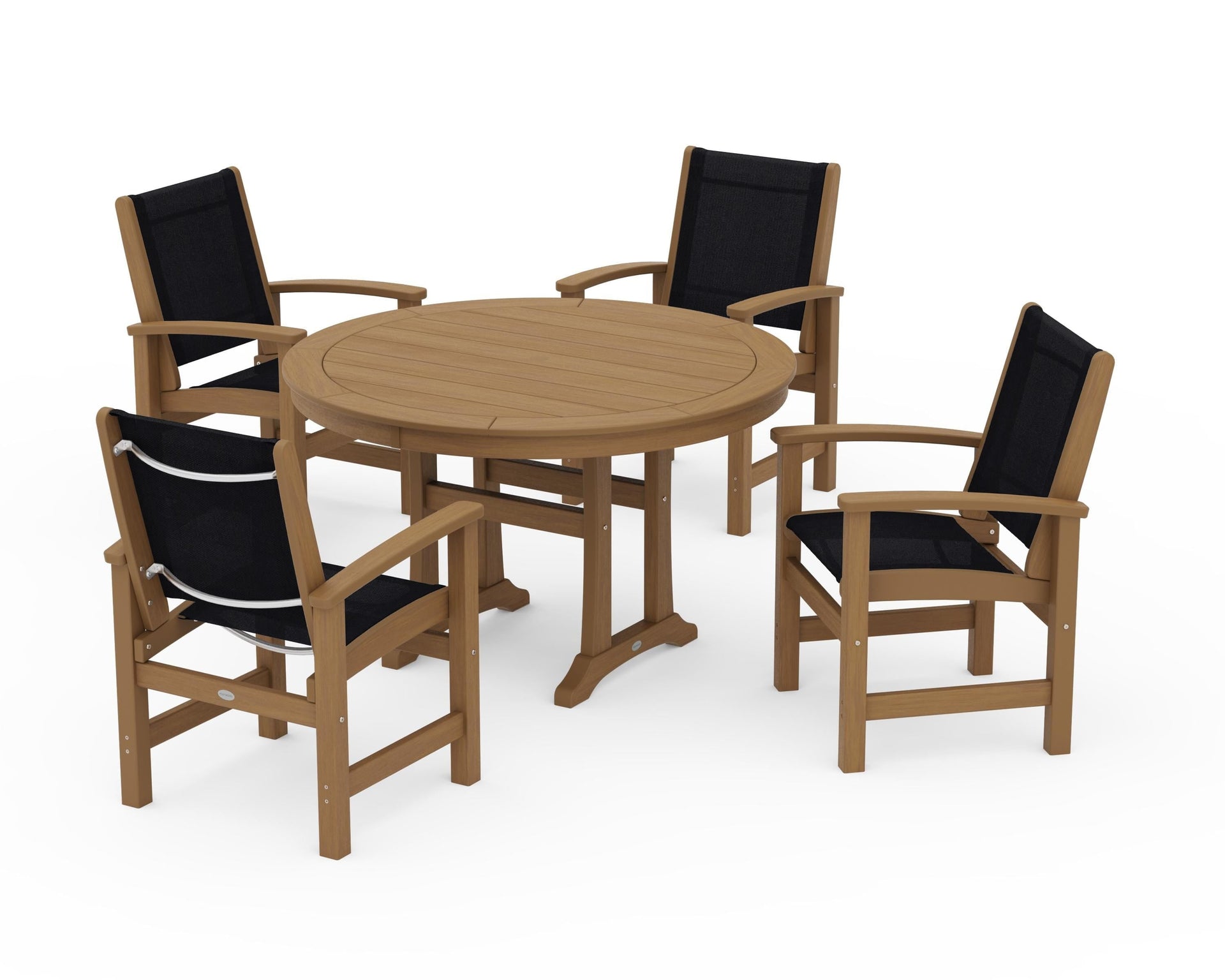 Coastal 5-Piece Round Dining Set with Trestle Legs