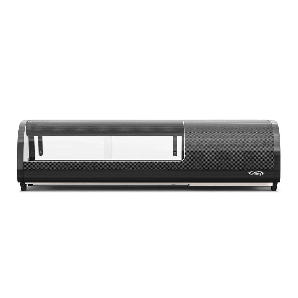 46 in. Glass Sushi Countertop Display Refrigerator with 4 Stainless Steel Trays in Black