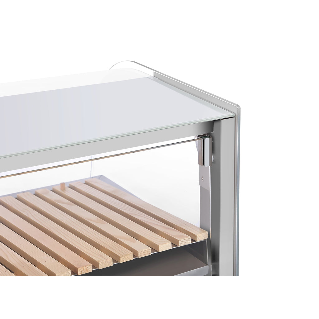 40 in. Glass Countertop Dry Bakery Display Case with Two Shelves and Bamboo Trays