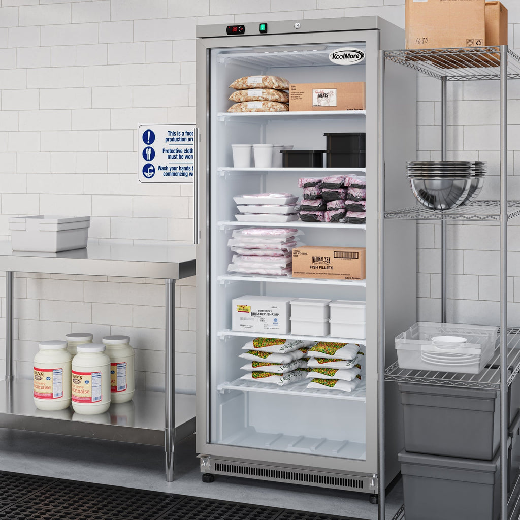 21 Cu. Ft. Commercial Freezer with Glass Door in Stainless Steel - Manual Defrost