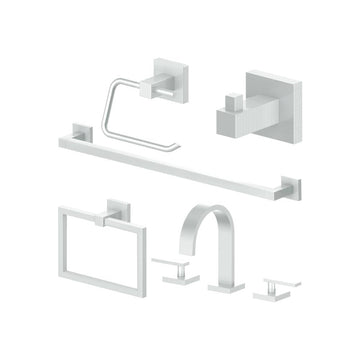 ZLINE Bliss Bathroom Hardware Package with Faucet, Towel Rail, Hook, Ring and Toilet Paper Holder with Color Options (5BP-BLSACCF) main image.