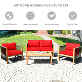 Costway 4-Piece Acacia Wood Outdoor Patio Sofa Set with Cushions 27630584 New