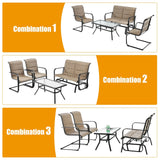 Costway 4-Piece Outdoor Patio Furniture Set Padded Glider Loveseat Coffee Table Brown 16735904 New