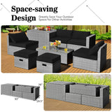 Costway 8-Piece Patio Rattan Sofa Furniture Set w/ Storage Cover Cushions 21549738 New