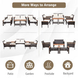 Costway 7-Pc Patio Rattan Cushioned Conversation Set 02931568 New