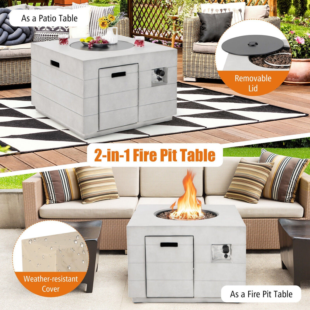 Costway 34" Square Concrete Propane Fire Pit Table 50,000 BTU 59136078 New
