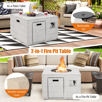 Costway 34" Square Concrete Propane Fire Pit Table 50,000 BTU 59136078 New