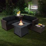Costway 5-Pc Patio Furniture Set w/ 50000 BTU Propane Fire Pit Table 94620310 New
