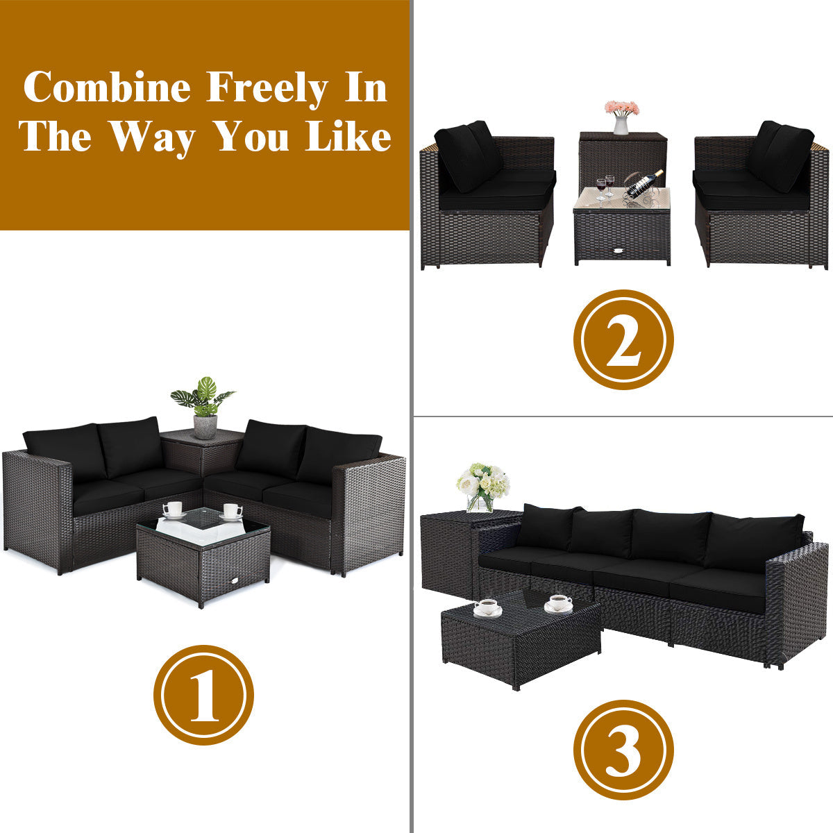 Costway 5-Pc Patio Furniture Set w/ 50000 BTU Propane Fire Pit Table 94620310 New