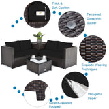 Costway 5-Piece Patio PE Wicker Sofa Set w/ 30" Gas Fire Pit Table 58783520 New