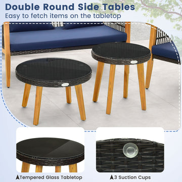 Costway 5-Piece Outdoor Patio Conversation Set w/ 2 Coffee Tables Navy 38167549 New