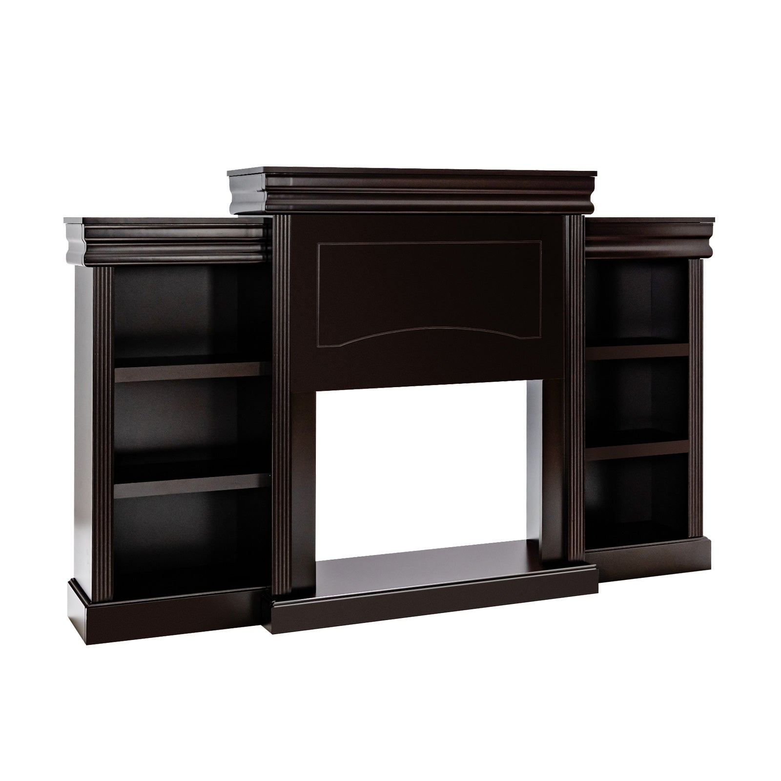 Costway 5-in-1 Dining Room Set Extendable Table 4 Chairs Electric Fireplace Media Console Bamboo Sideboard 97268298 New