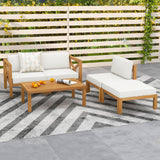 Costway 5-Piece Outdoor Conversation Furniture Set 3 Chairs Ottoman Coffee Table White 23895761 New