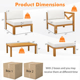 Costway 5-Piece Outdoor Conversation Furniture Set 3 Chairs Ottoman Coffee Table White 23895761 New