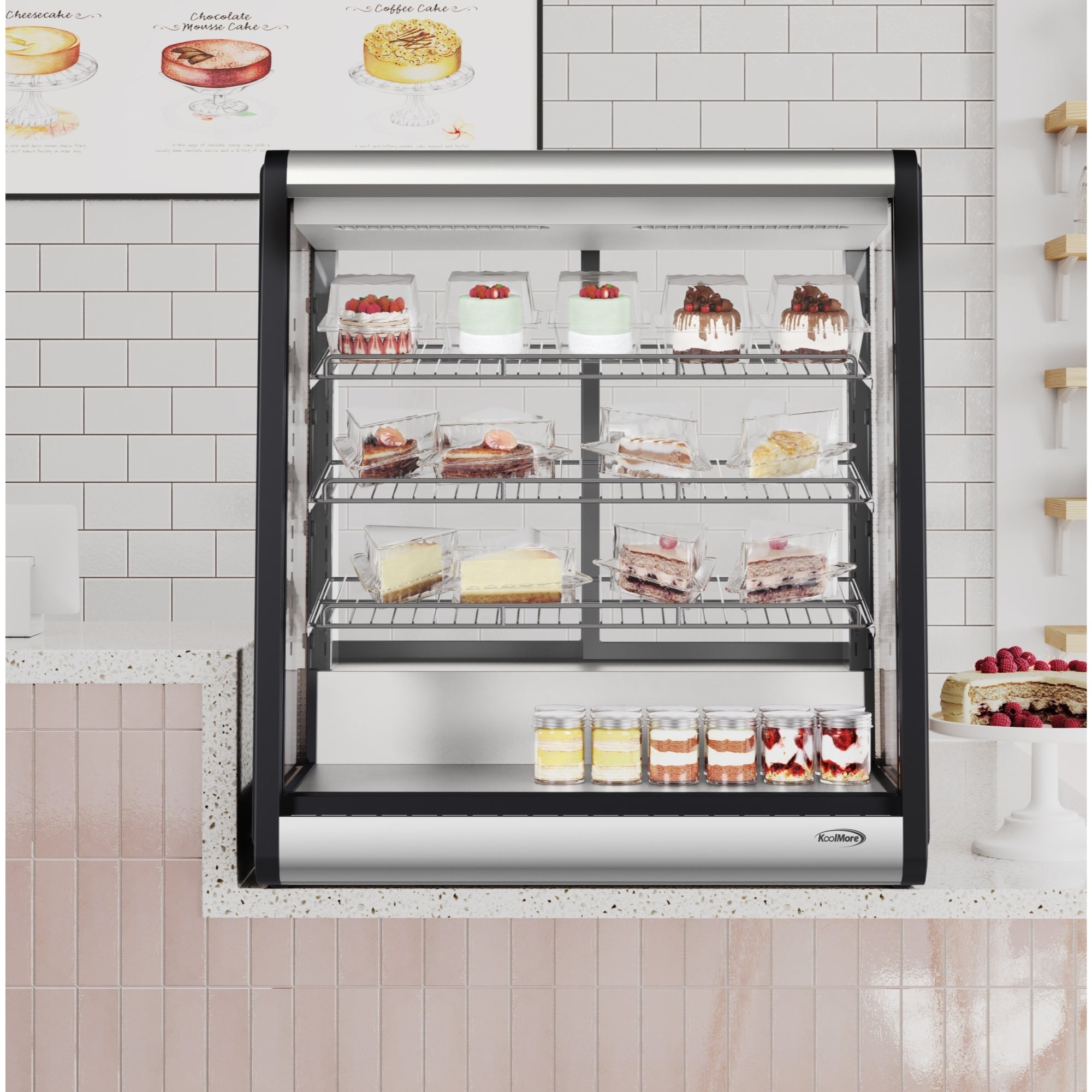 31 in. 4-Tier Commercial Countertop Display Refrigerator in Stainless-Steel