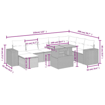 vidaXL Garden Sofa Set Black, Cream White