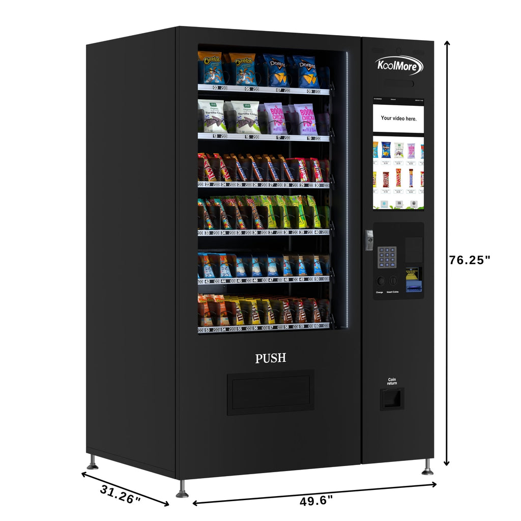 50 in. 60-Slot Snack Vending Machine with 22-inch Touch Screen in Black, Non-Refrigerated. - Wrap