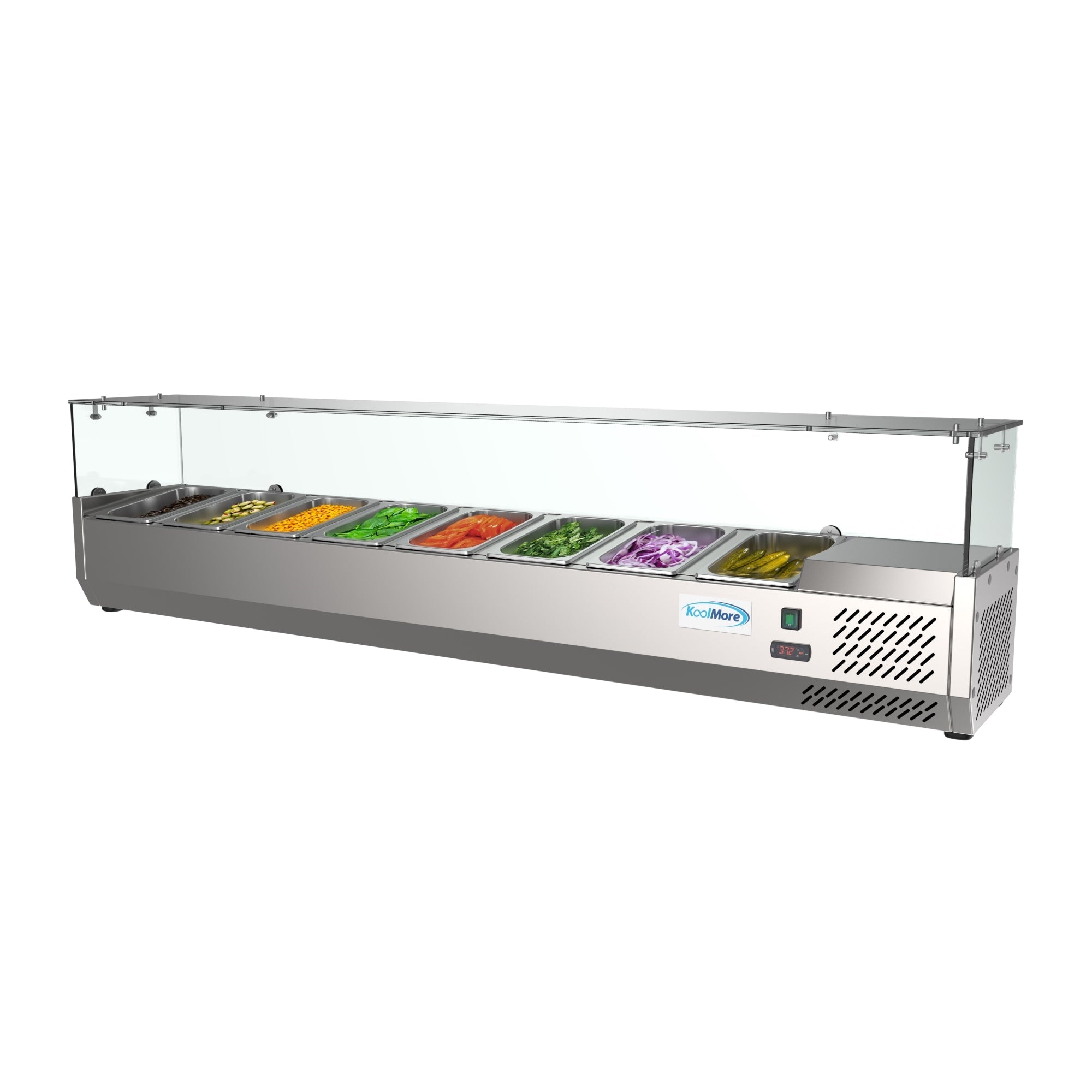 71 in. Eight Pan Refrigerated Countertop Condiment Prep Station