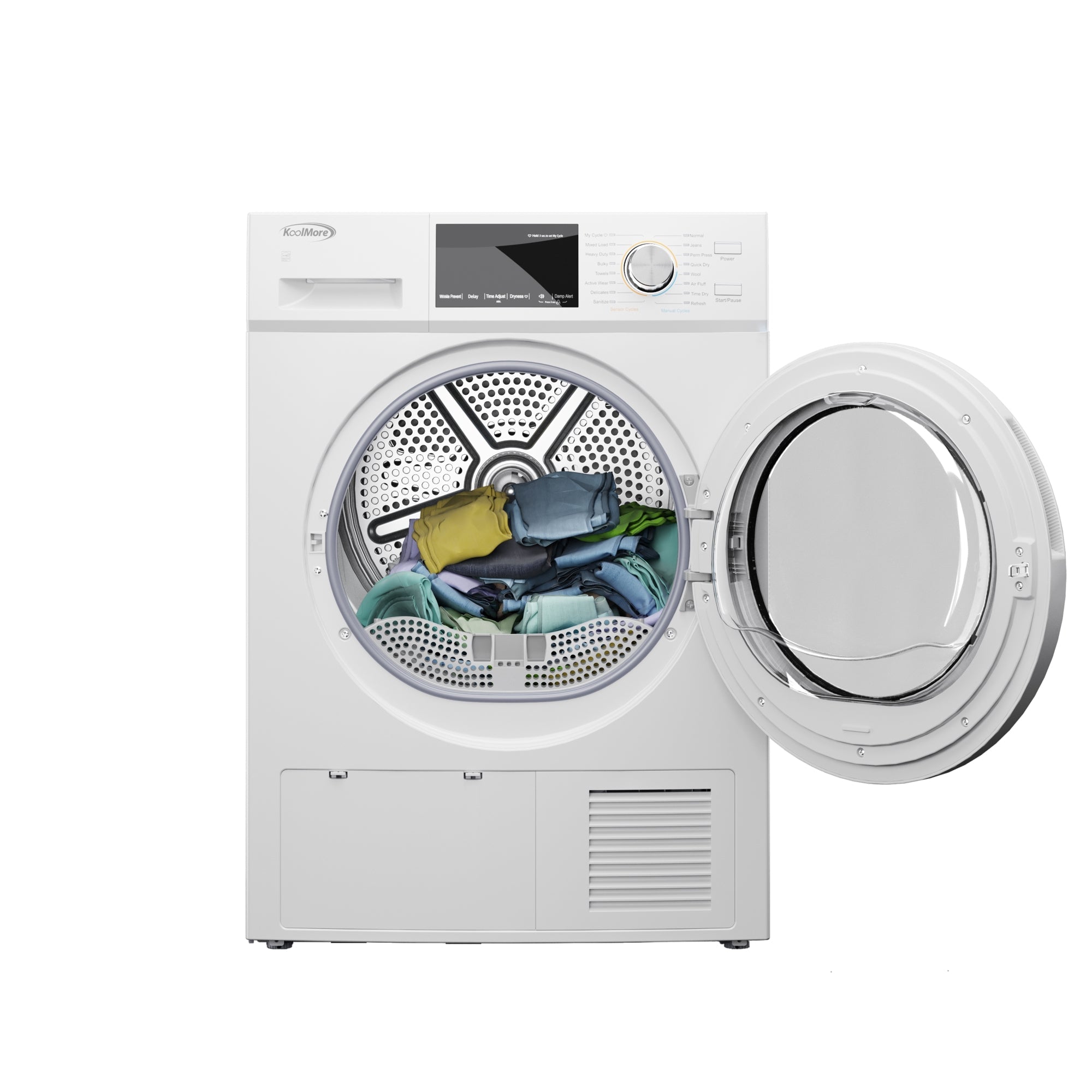 4.4 cu. ft. Large Capacity Stackable Ventless Front Load Dryer in White, 240V.