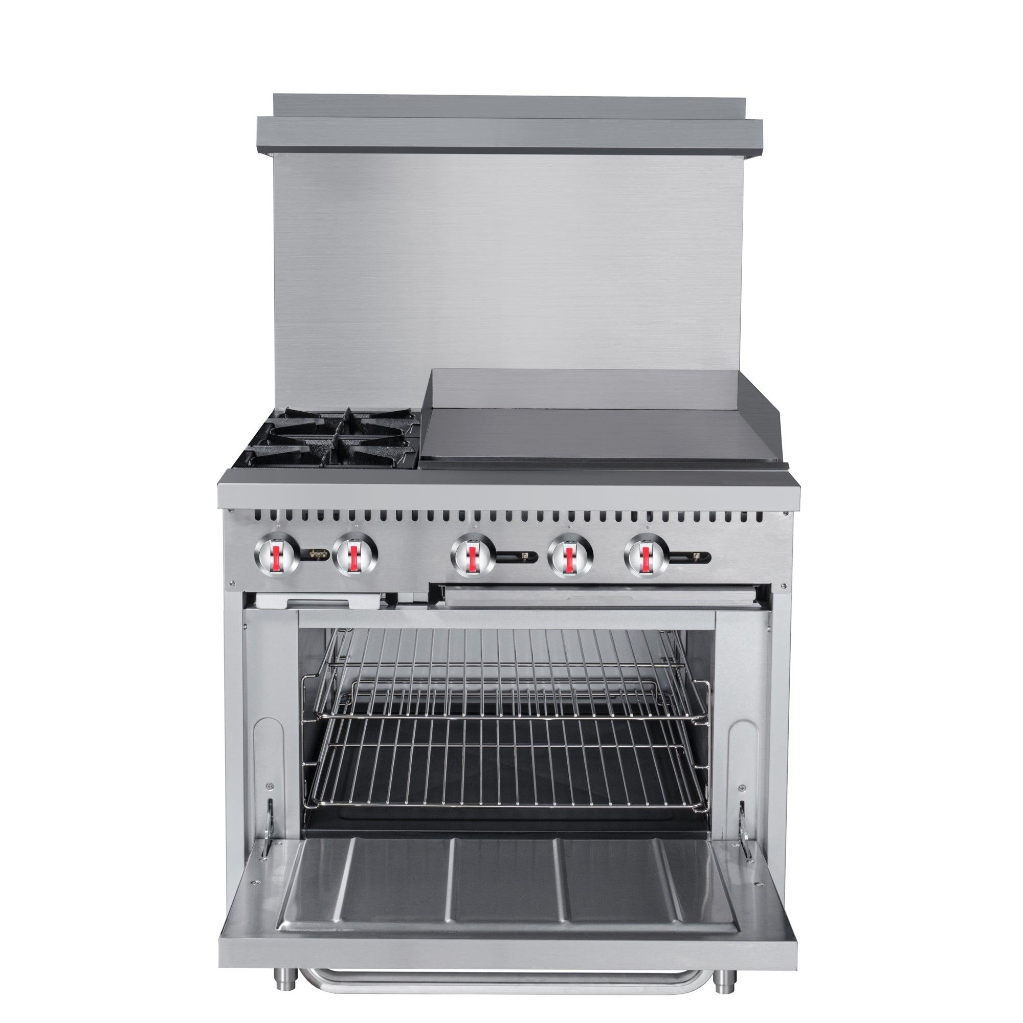 36 in. 2 Burner Commercial Natural Gas Range with 24 in. Griddle in Stainless-Steel