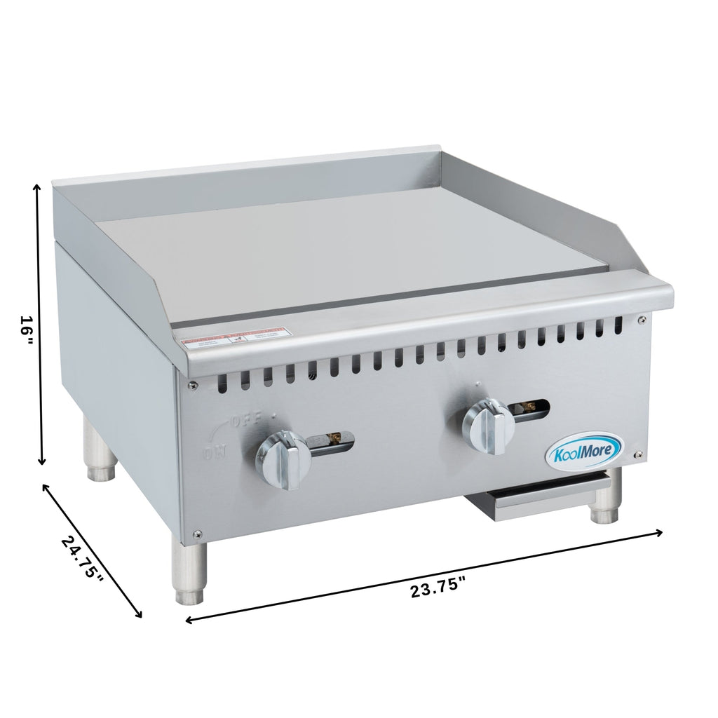 24 in. Natural Gas 2-Burner Griddle with 60,000 BTU in Stainless-Steel