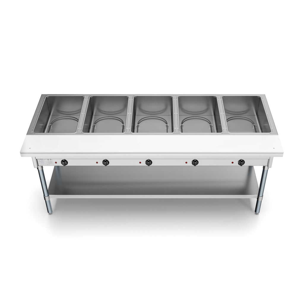 Five Pan Open Well Electric Steam Table with Undershelf, 240V