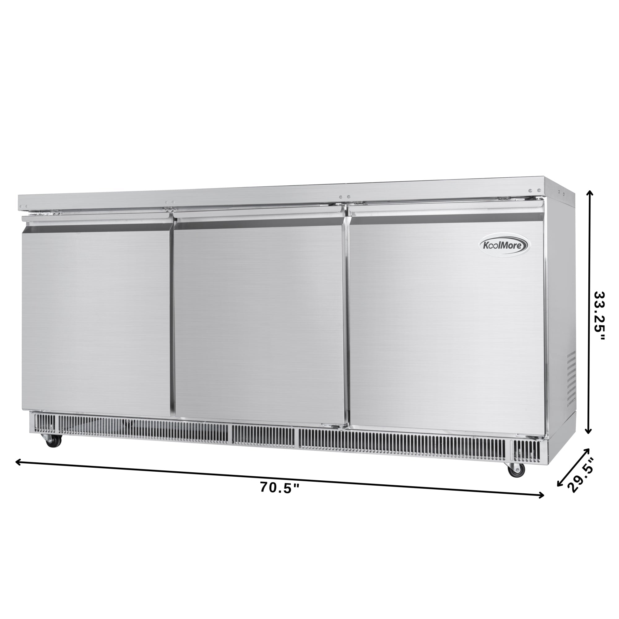 72 in. Commercial Refrigerated Prep Station Cold Table, Stainless-Steel Refrigerator with 15-Pan (Not Included) Capacity with Cover and Three Adjustable Shelves, ETL Listed