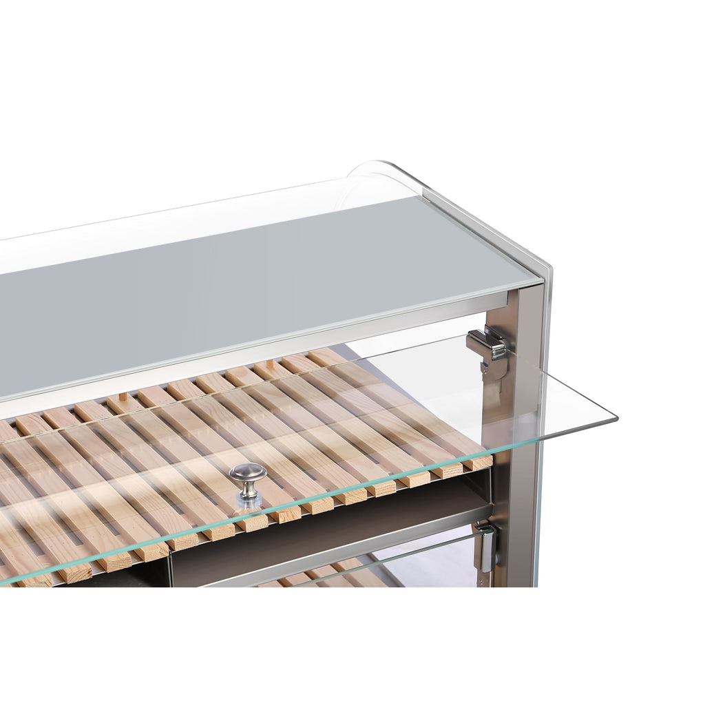 40 in. Glass Countertop Dry Bakery Display Case with Two Shelves and Bamboo Trays
