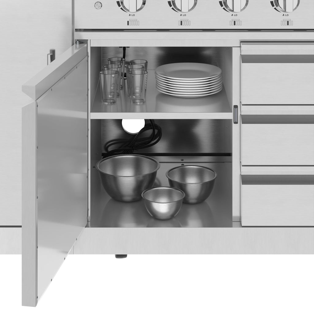 KoolMore Reserve Outdoor Kitchen Island with 6 Burner Grill and Side Burner, Sink, Storage Cabinet and Beverage Refrigerator in Stainless-Steel (KM-OKS-BQHUB)