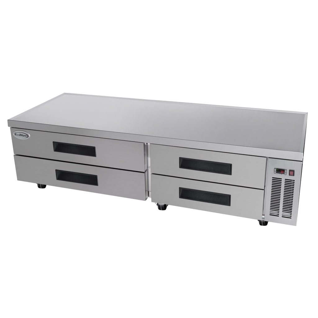 84 in. Commercial Chef Base Refrigerator Storage Cabinet for Cold Foods, Fresh Ingredients, and Condiments, Refrigerated Pull-Out Drawers, Rolling Caster Wheels, ETL Listed