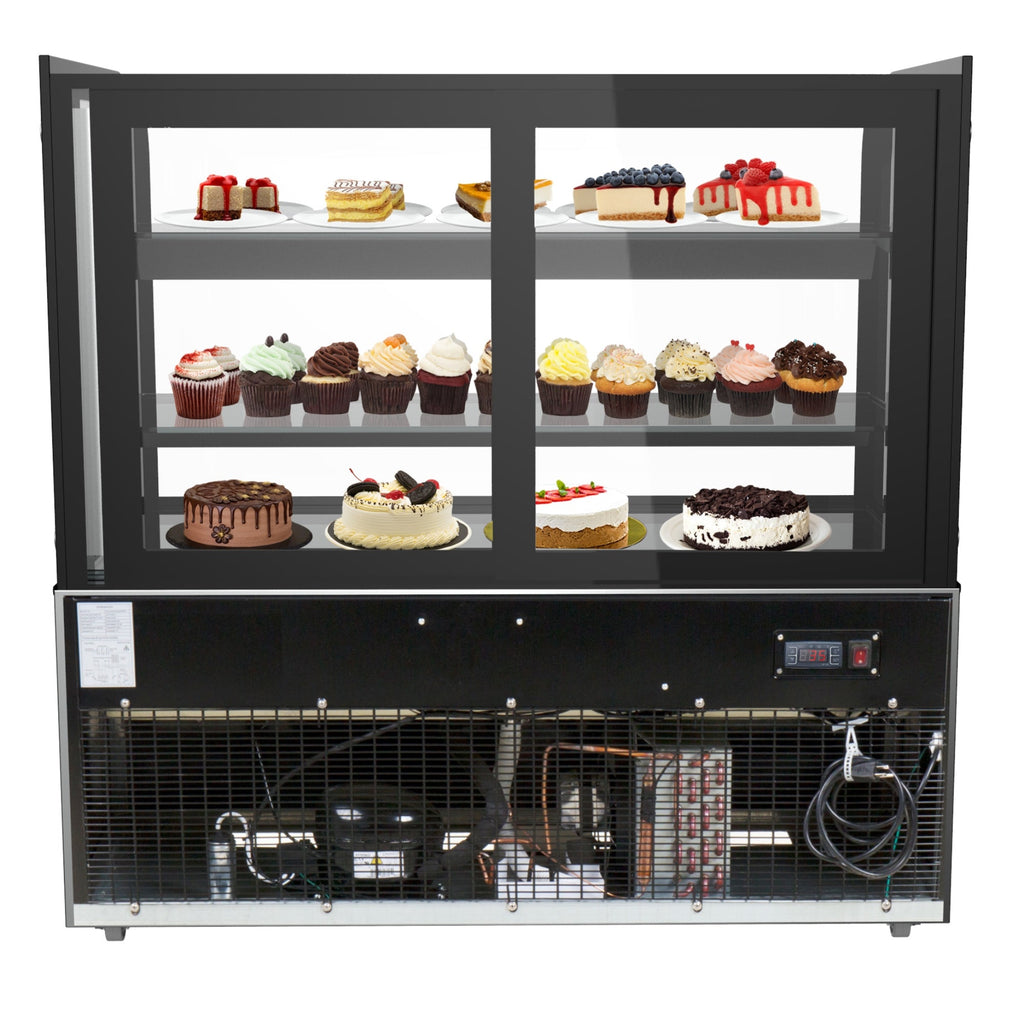 48 in. Refrigerated Bakery Display Case, Stainless Steel Frame, Curved Glass Front, 13 cu. ft. - Wrap