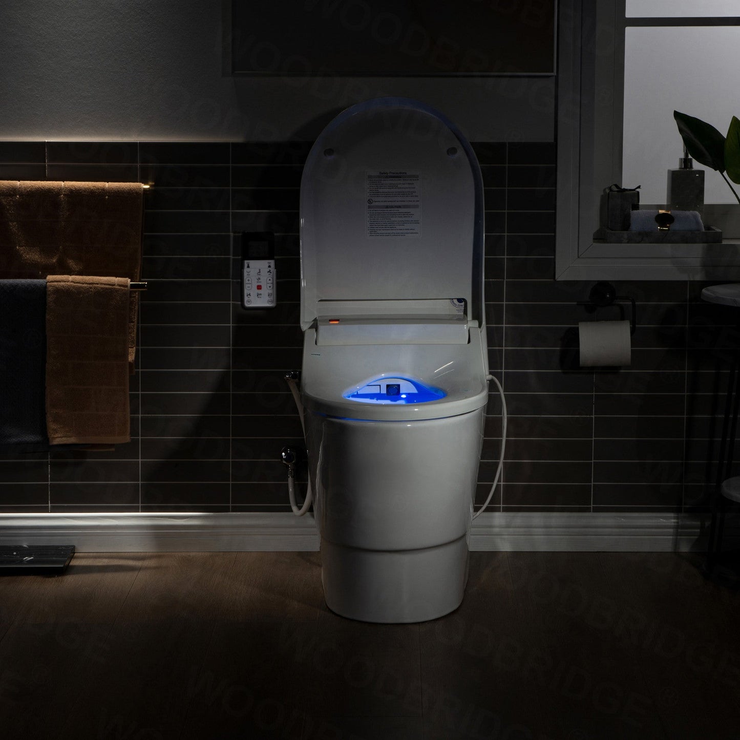 WOODBRIDGE T-0008 Toilet with Advanced Bidet Seat Dual Flush 1/1.6 GPF Temp Control Heated Seat New