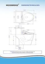 WOODBRIDGE T-0008 Toilet with Advanced Bidet Seat Dual Flush 1/1.6 GPF Temp Control Heated Seat New
