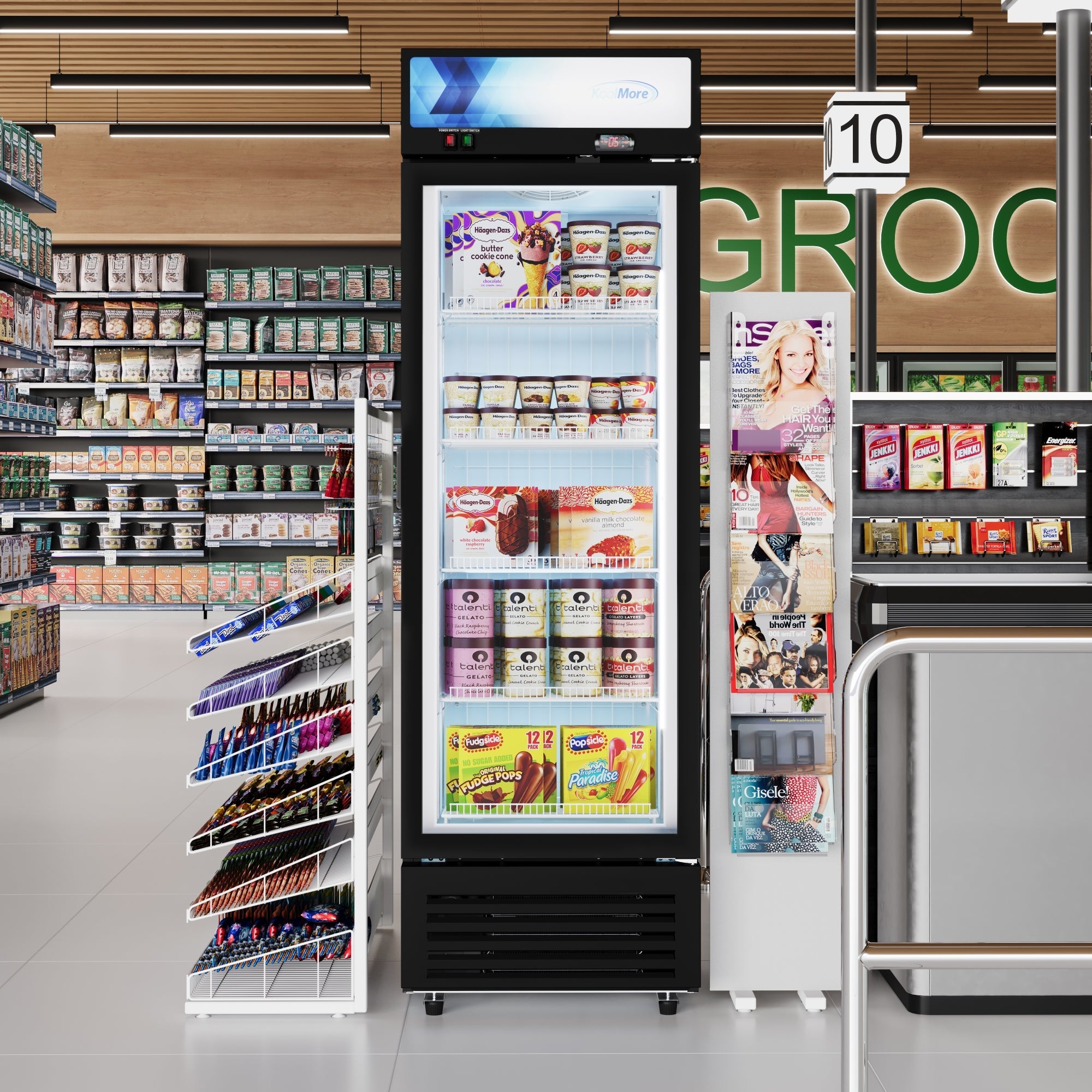 24 in. Commercial One Glass Door Merchandiser Freezer, 12 Cu. Ft. in Black